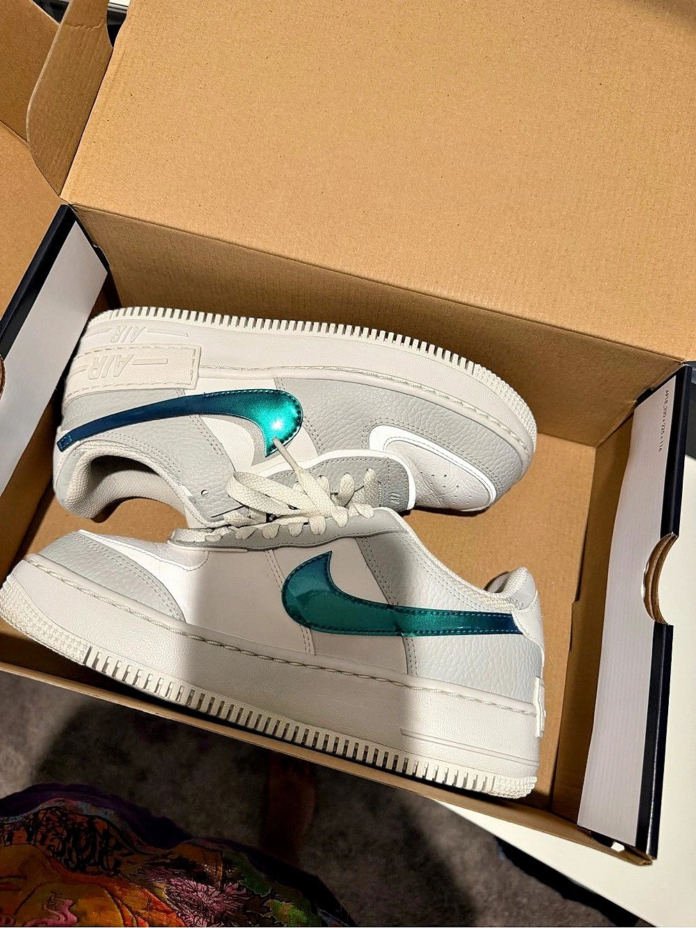 Nike Air Force 1 Shadow "Metallic Teal" Sneakers White & Green